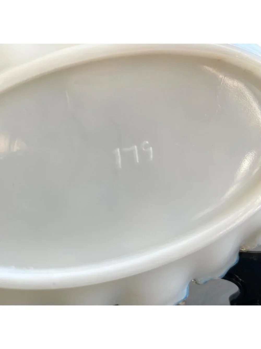 Antique Late 1800s Victorian Vanity Tray White Opaque Milk Glass Scalloped Edges